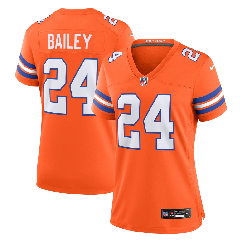 Women's Denver Broncos Champ Bailey Nike Orange Mile High Collection 1977 Throwback Retired Player Game Jersey - Image 1