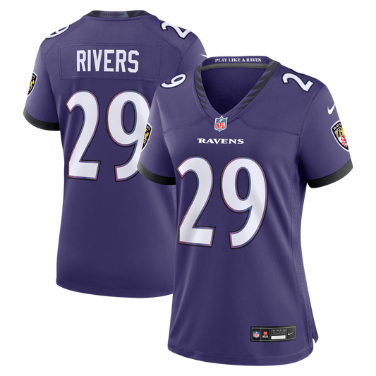 Women's Baltimore Ravens Chandler Rivers Nike Purple Team Game Jersey