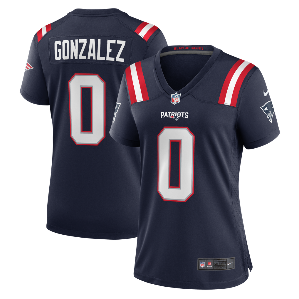 Women's New England Patriots Christian Gonzalez Nike  Navy Team Game Jersey - Image 1