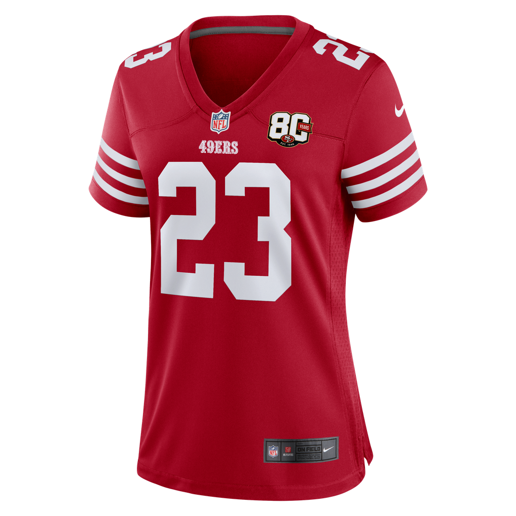 Women's San Francisco 49ers Christian McCaffrey Nike Scarlet 80th Anniversary Game Jersey - Image 3