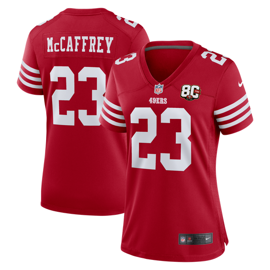 Women's San Francisco 49ers Christian McCaffrey Nike Scarlet 80th Anniversary Game Jersey - Image 1
