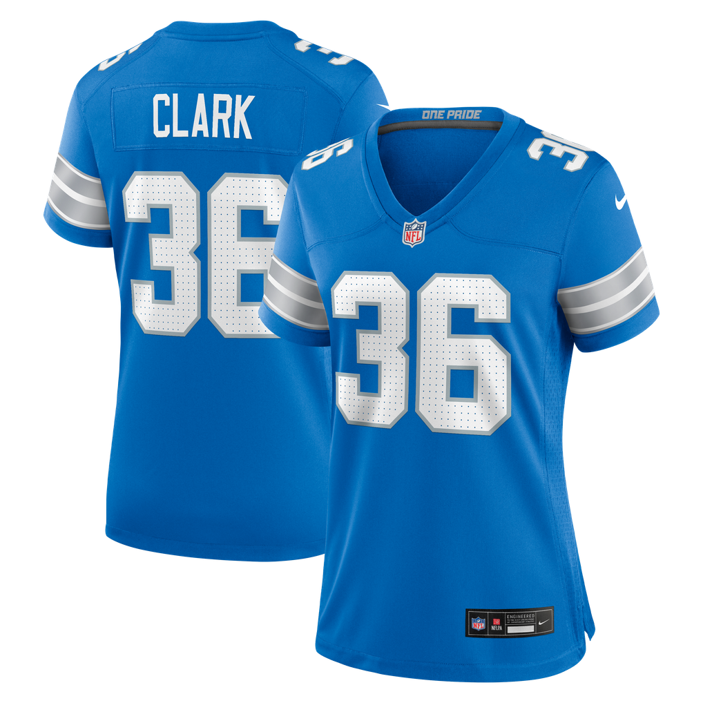 Women's Detroit Lions Chuck Clark Nike  Blue Team Game Jersey - Image 1