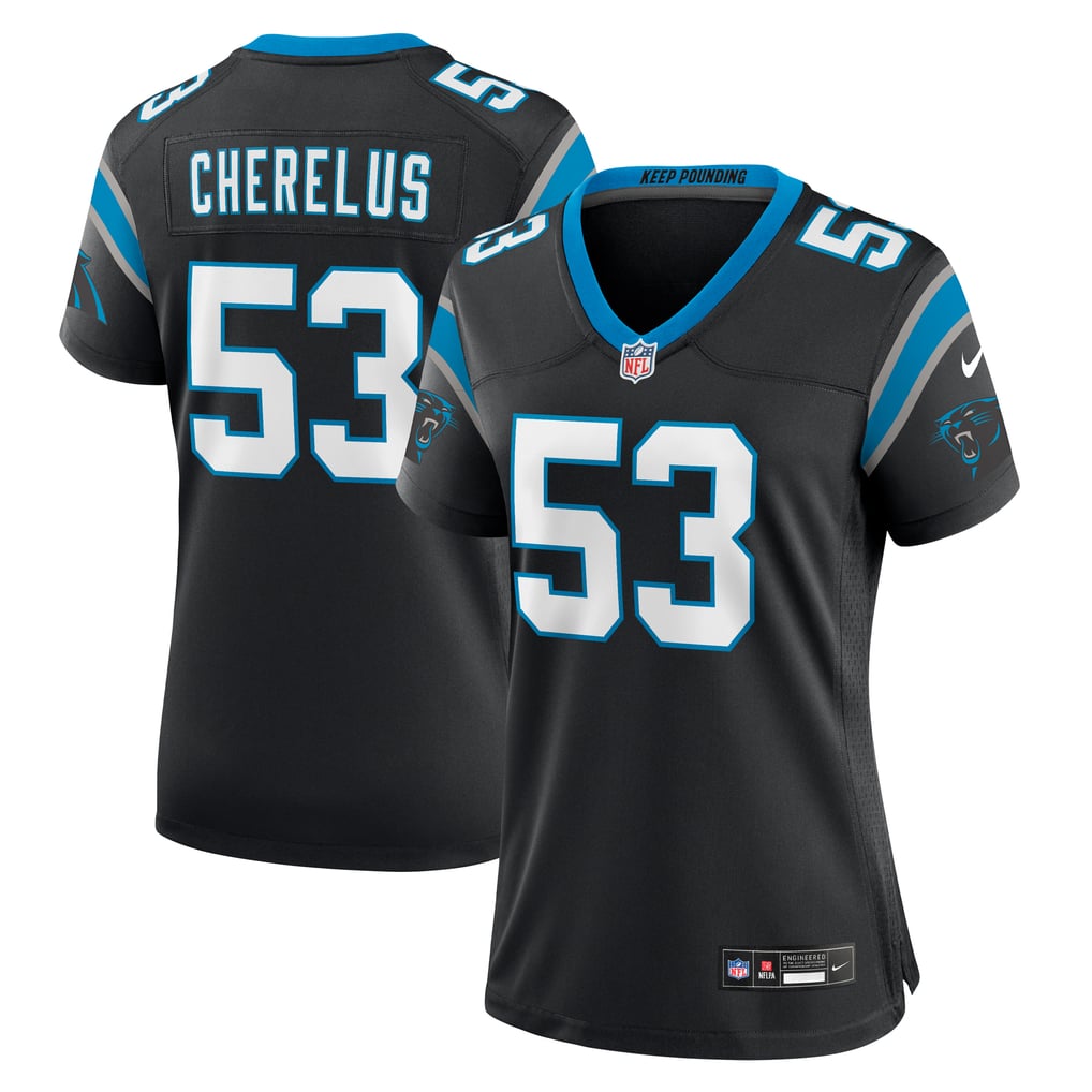 Women's Carolina Panthers Claudin Cherelus Nike Black Team Game Jersey - Image 1