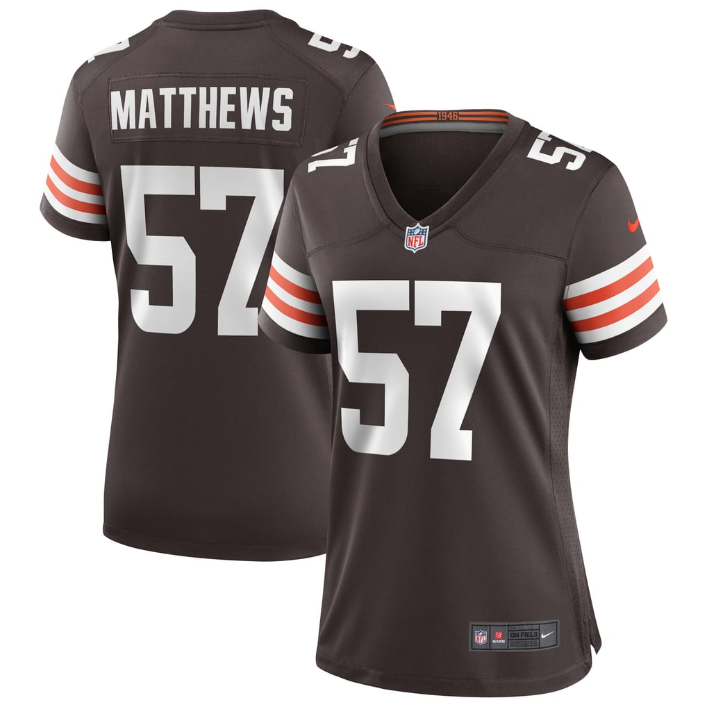 Women's Cleveland Browns Clay Matthews Nike Brown Game Retired Player Jersey - Image 1
