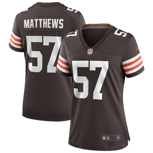 Women's Cleveland Browns Clay Matthews Nike Brown Game Retired Player Jersey - Image 1