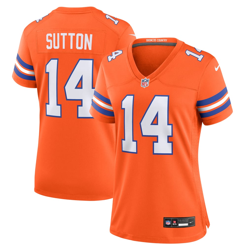 Women's Denver Broncos Courtland Sutton Nike Orange Mile High Collection 1977 Throwback Player Game Jersey - Image 1