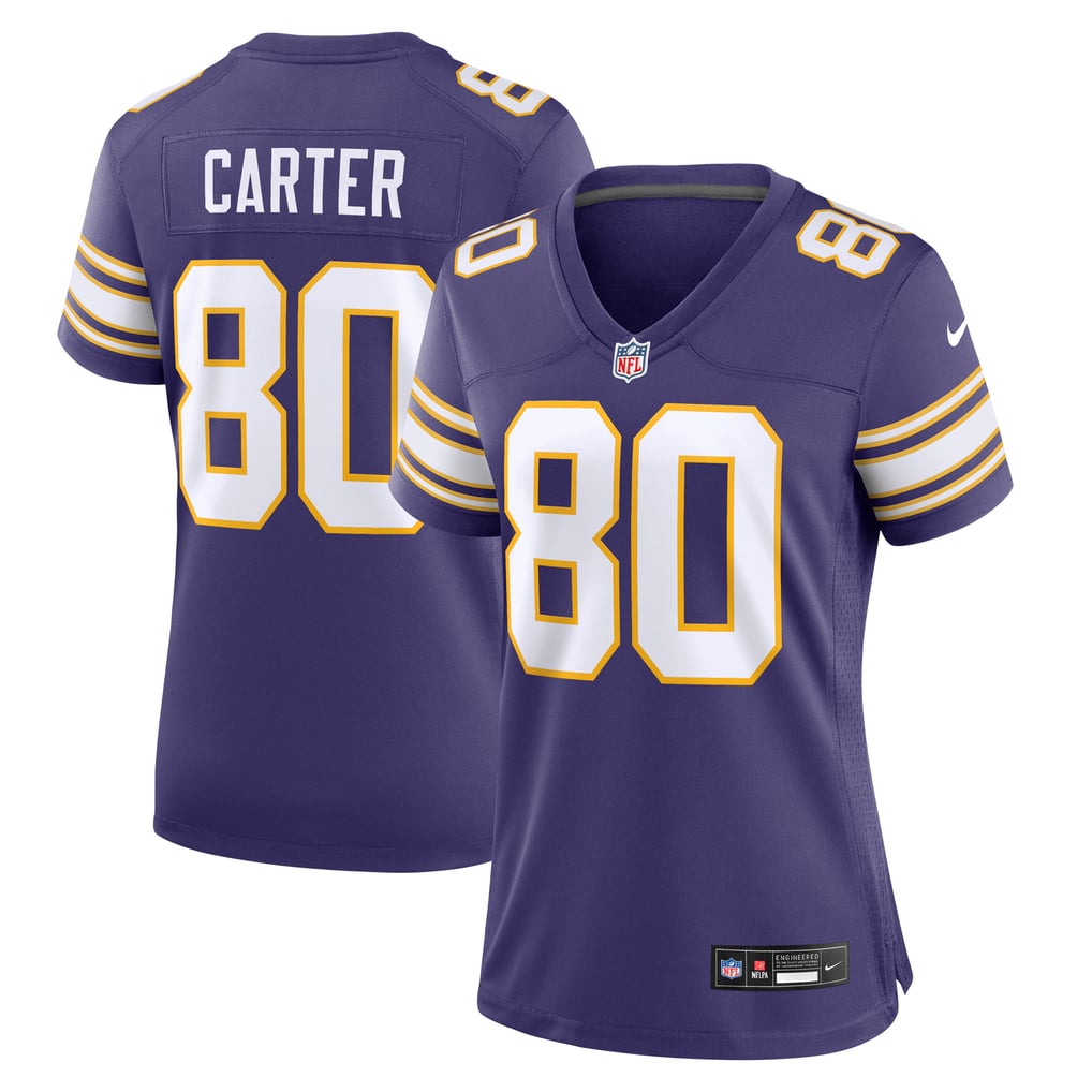 Women's Minnesota Vikings Cris Carter Nike Purple Classic Retired Player Game Jersey - Image 2