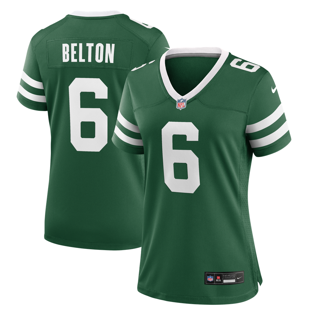Women's New York Jets Dane Belton Nike Legacy Green Team Game Jersey - Image 2