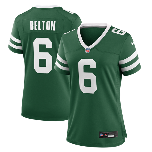 Women's New York Jets Dane Belton Nike Legacy Green Team Game Jersey - Image 1