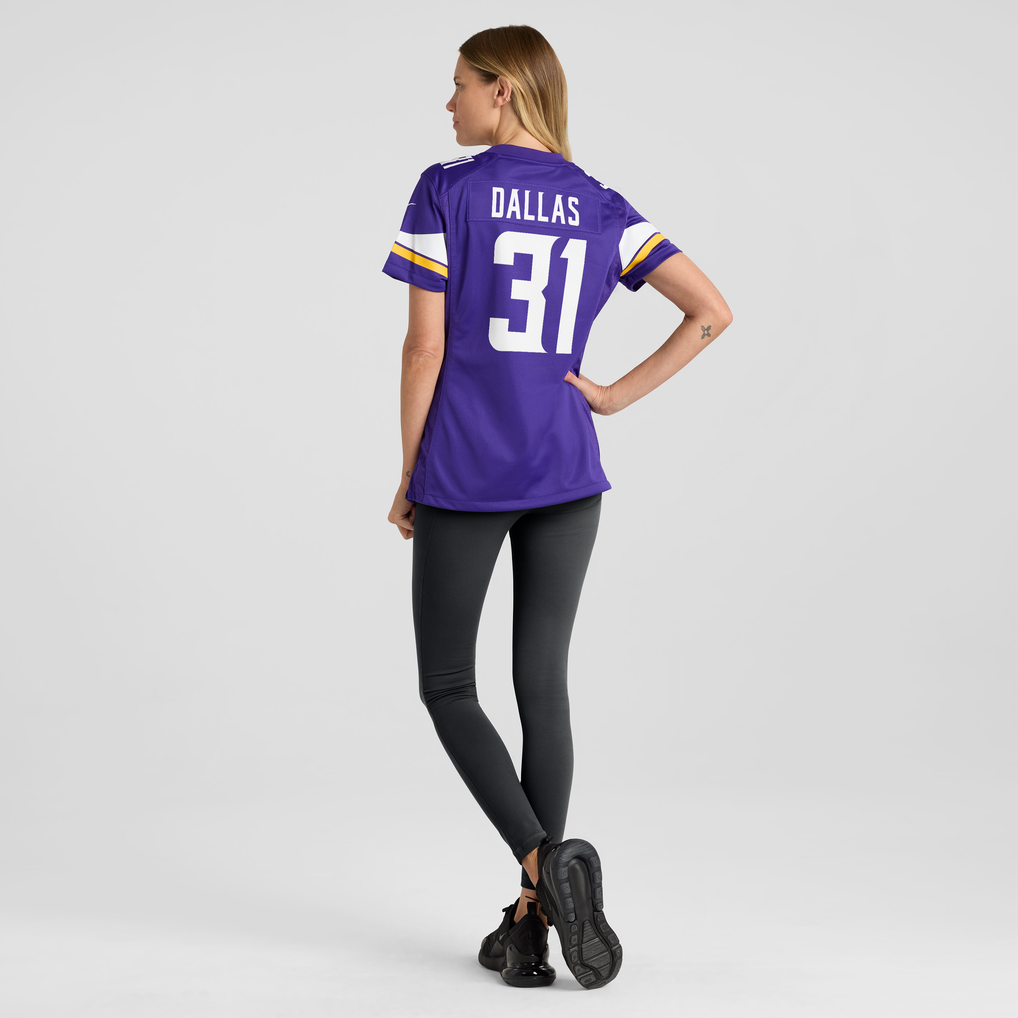 Women's Minnesota Vikings DeeJay Dallas Nike Purple Team Game Jersey - Image 4