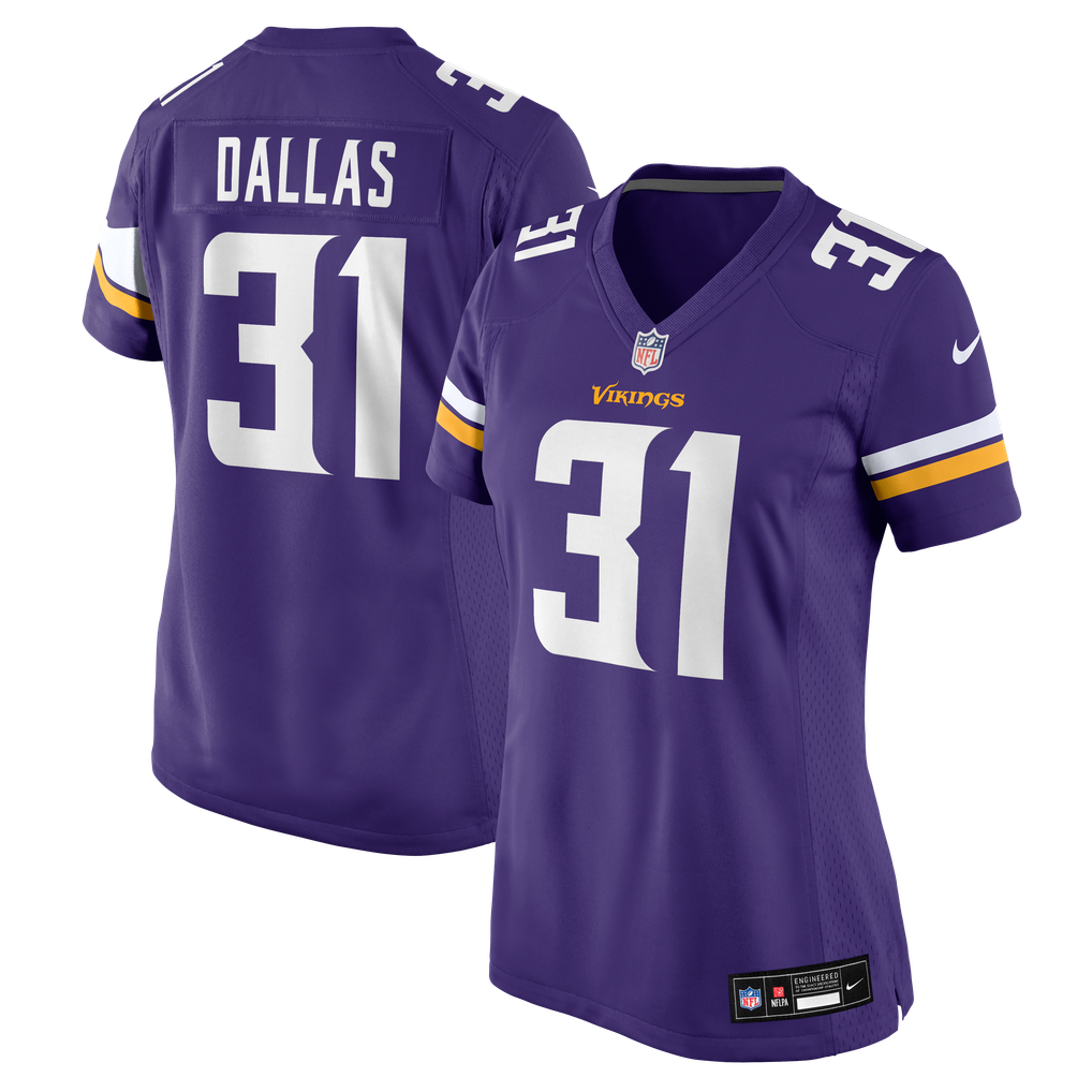 Women's Minnesota Vikings DeeJay Dallas Nike Purple Team Game Jersey - Image 1