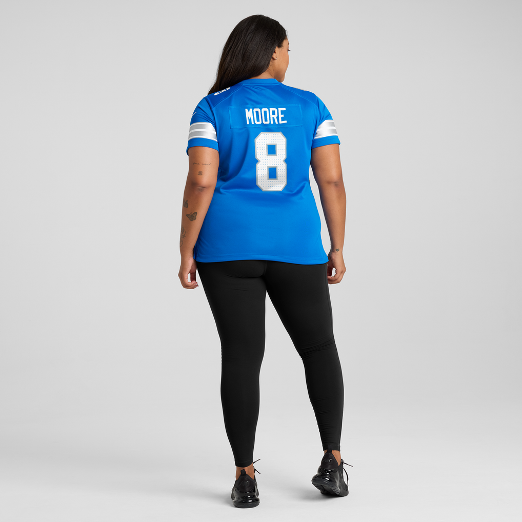 Women's Detroit Lions Derrick Moore Nike Blue Team Game Jersey - Image 6