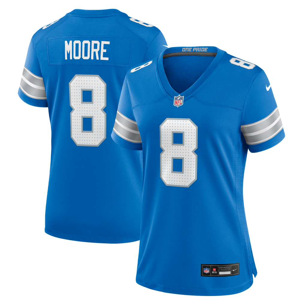 Women's Detroit Lions Derrick Moore Nike Blue Team Game Jersey - Image 1