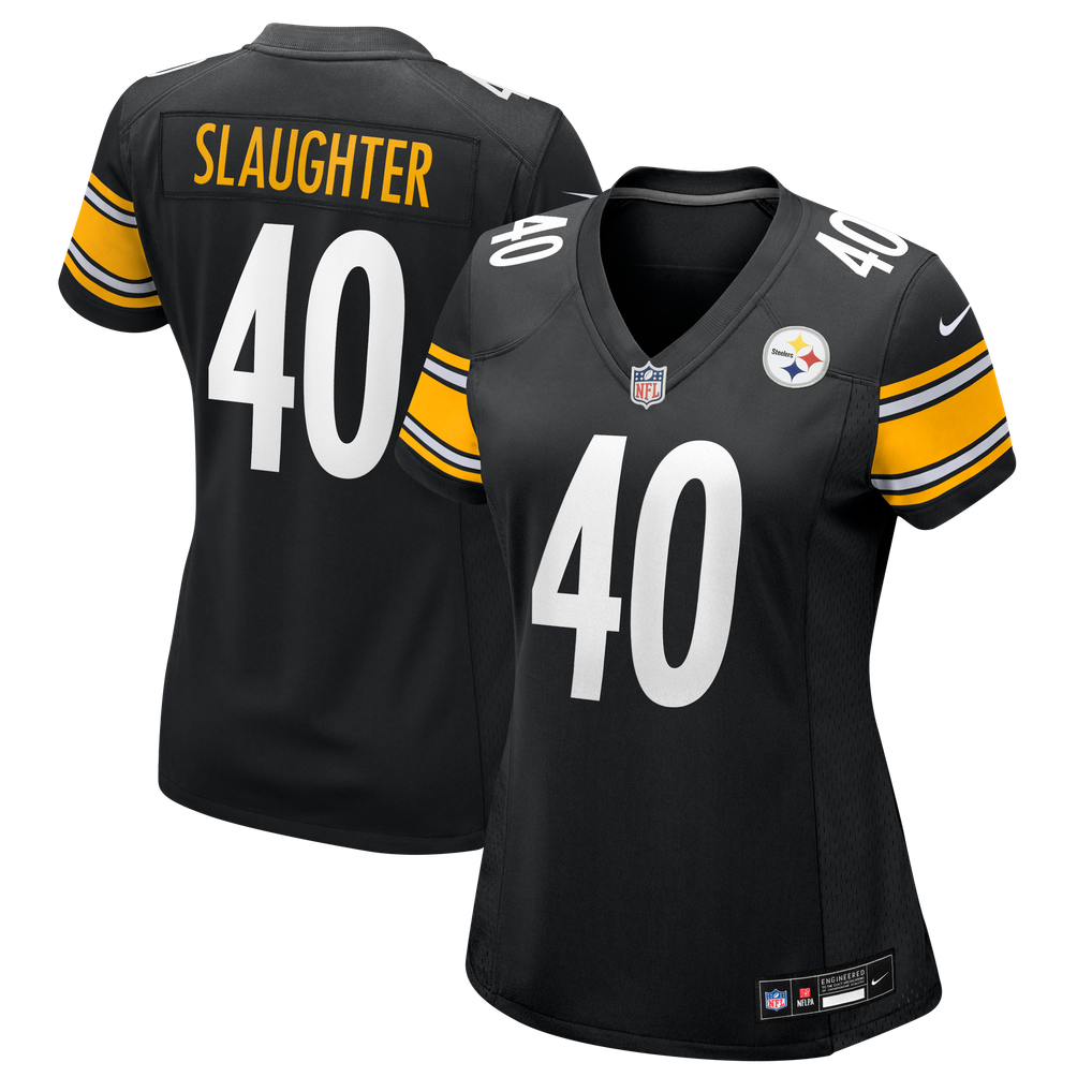 Women's Pittsburgh Steelers Doneiko Slaughter Nike Black Team Game Jersey - Image 1