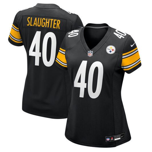 Women's Pittsburgh Steelers Doneiko Slaughter Nike Black Team Game Jersey - Image 1