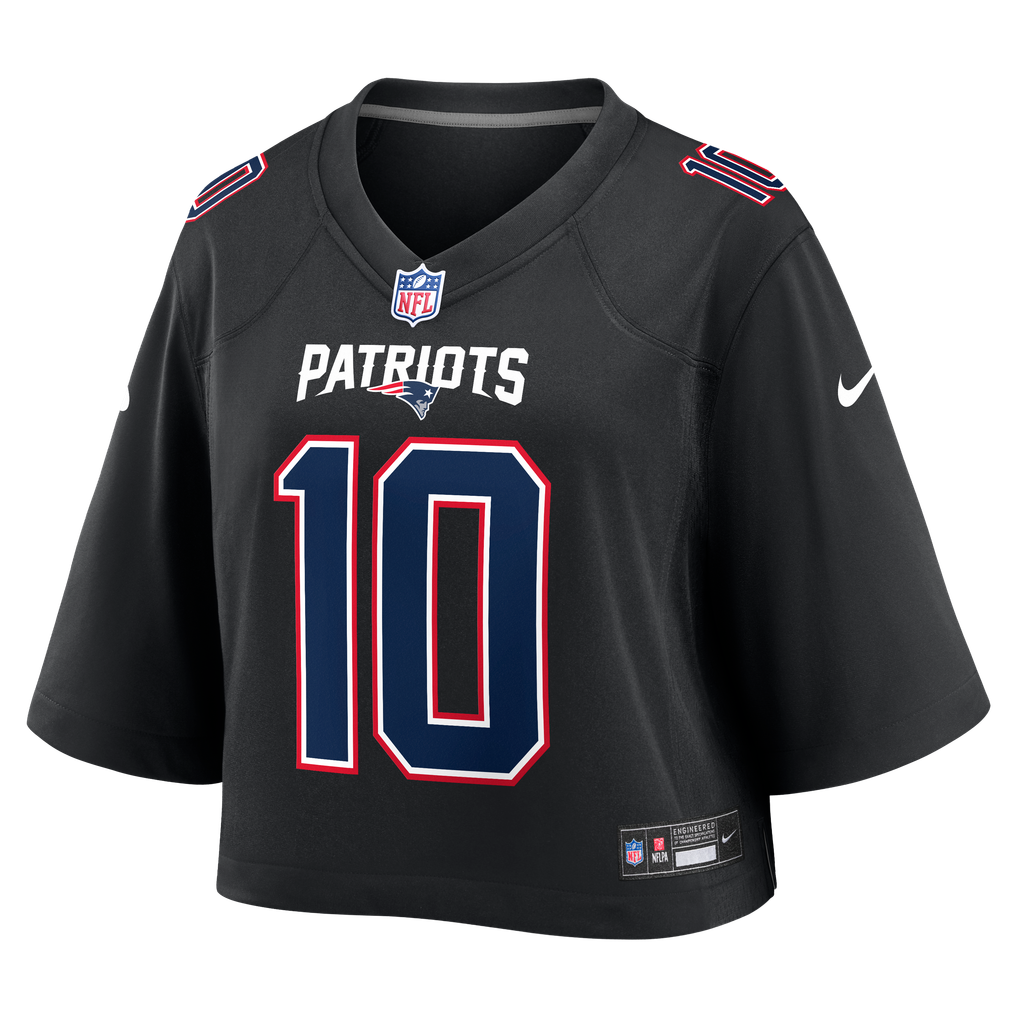 Women's New England Patriots Drake Maye Nike Black Cropped Fashion Game Jersey - Image 3