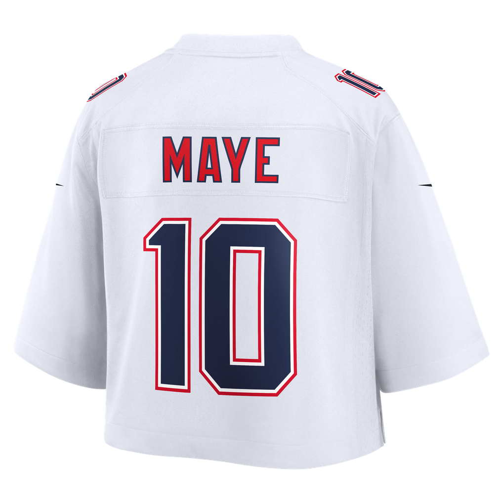 Women's New England Patriots Drake Maye Nike White Cropped Fashion Game Jersey - Image 4