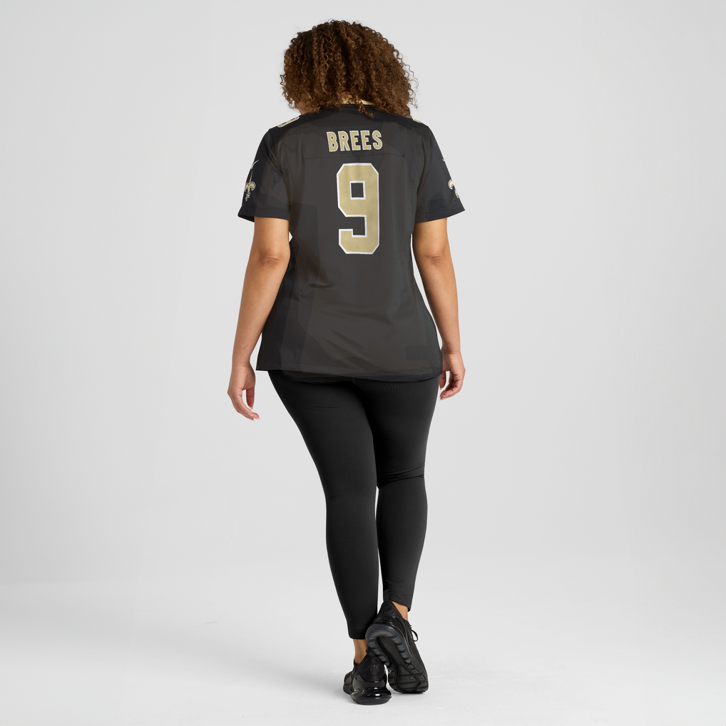 Women's New Orleans Saints Drew Brees Nike  Black Team Game Jersey - Image 8