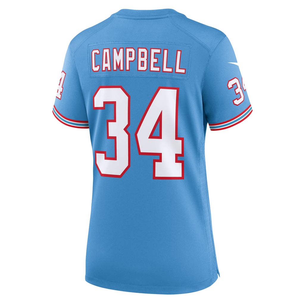 Women's Tennessee Titans Earl Campbell Nike Light Blue Oilers Throwback Retired Player Game Jersey - Image 4