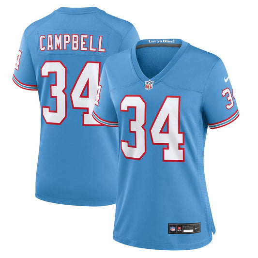 Women's Tennessee Titans Earl Campbell Nike Light Blue Oilers Throwback Retired Player Game Jersey - Image 1
