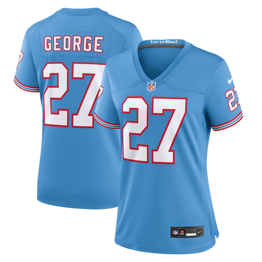 Women's Tennessee Titans Eddie George Nike Light Blue Oilers Throwback Retired Player Game Jersey - Image 1