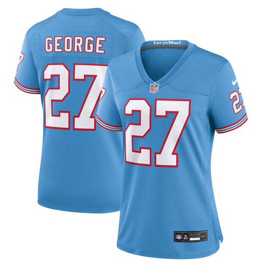 Women's Tennessee Titans Eddie George Nike Light Blue Oilers Throwback Retired Player Game Jersey - Image 1