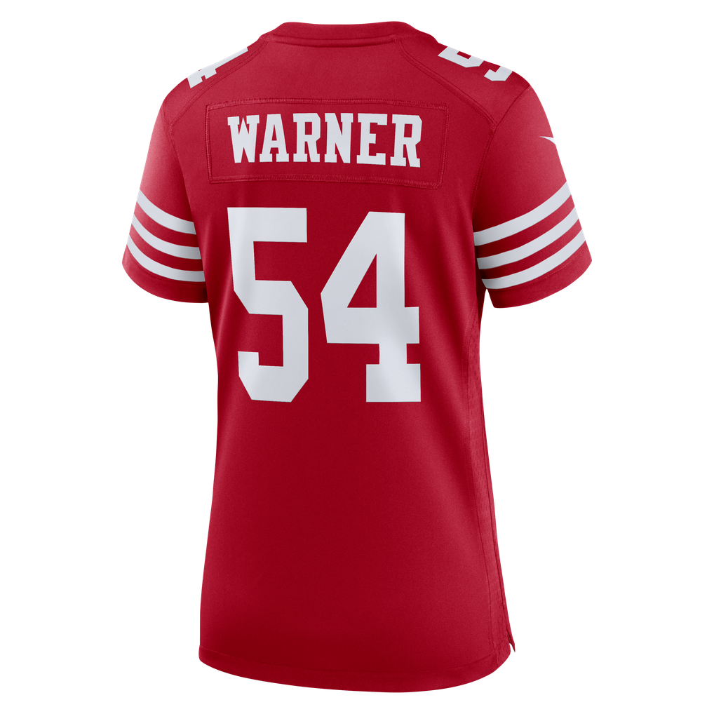 Women's San Francisco 49ers Fred Warner Nike Scarlet 80th Anniversary Game Jersey - Image 4