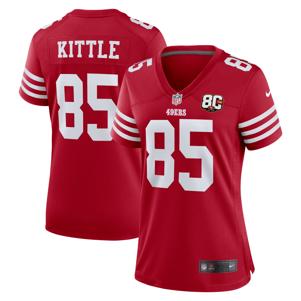 Women's San Francisco 49ers George Kittle Nike Scarlet 80th Anniversary Game Jersey - Image 2