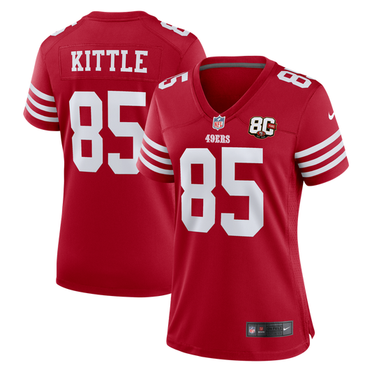 Women's San Francisco 49ers George Kittle Nike Scarlet 80th Anniversary Game Jersey - Image 1