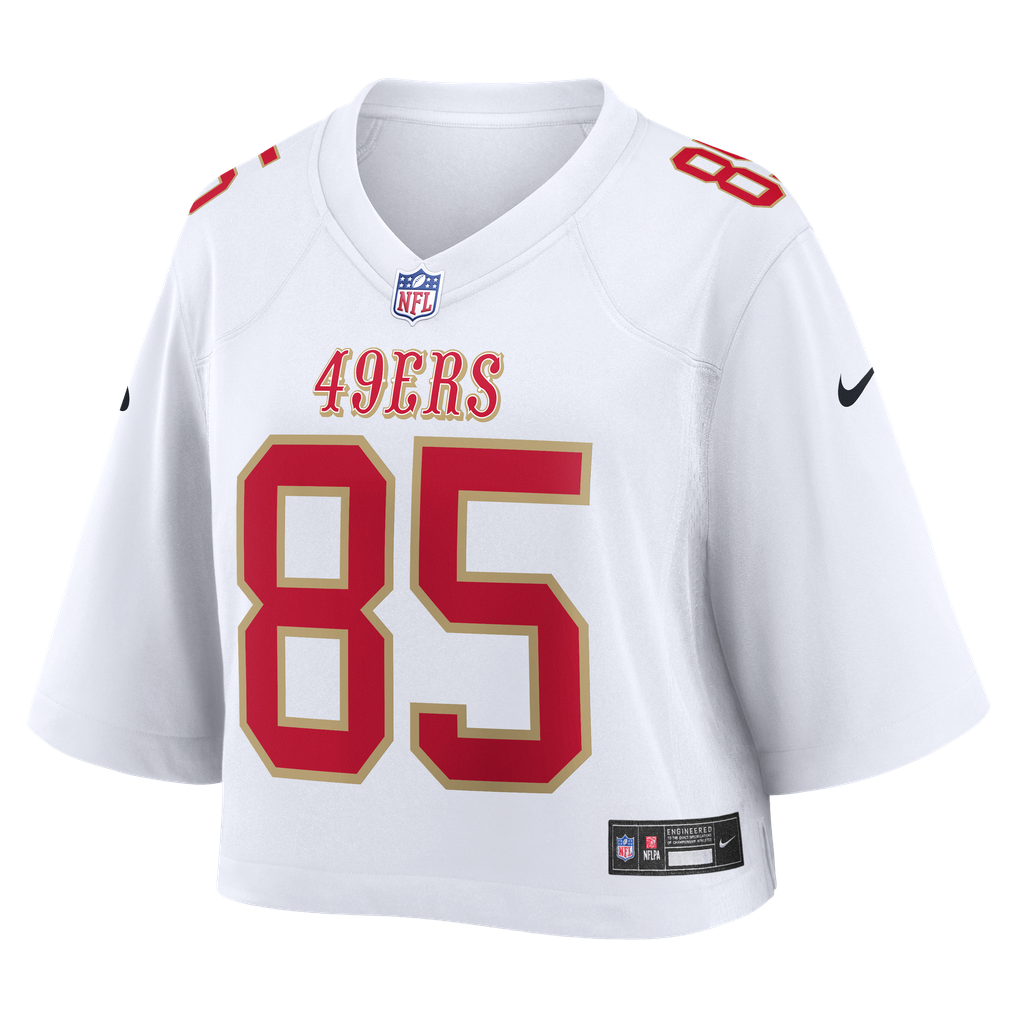 Women's San Francisco 49ers George Kittle Nike White Cropped Fashion Game Jersey - Image 3