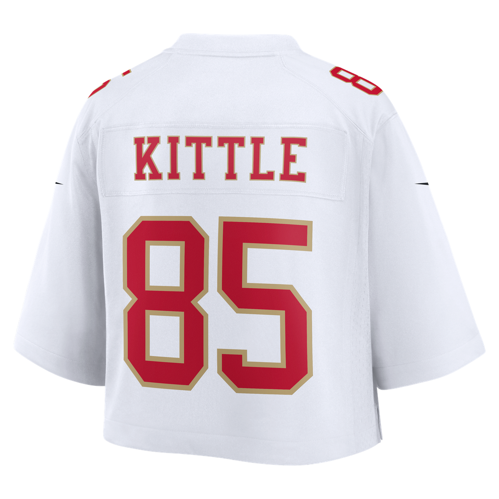 Women's San Francisco 49ers George Kittle Nike White Cropped Fashion Game Jersey - Image 4
