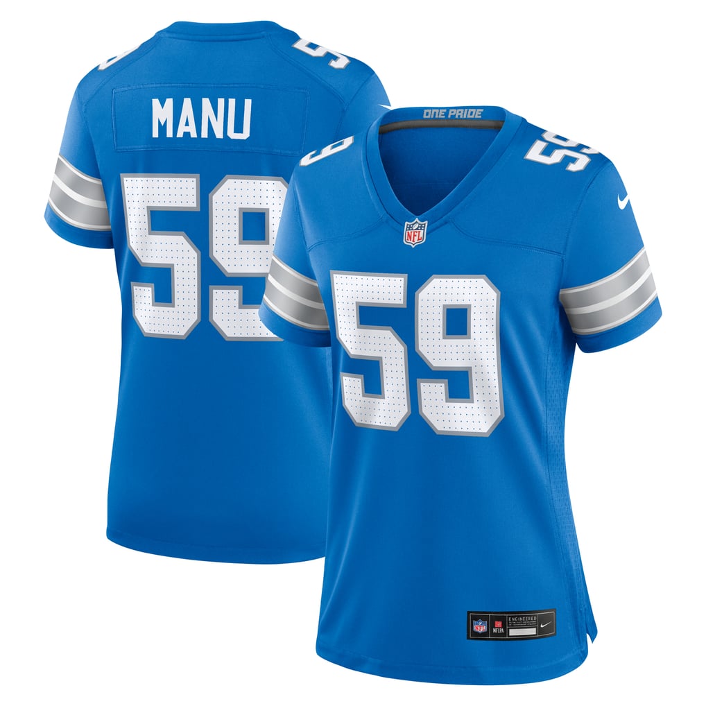 Women's Detroit Lions Giovanni Manu Nike  Blue Team Game Jersey - Image 1