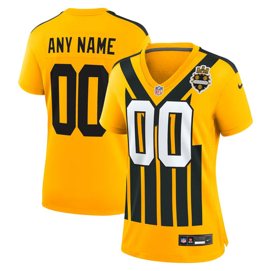 Women's  Pittsburgh Steelers Nike Gold Alternate 1933 Throwback Game Custom Jersey - Image 1