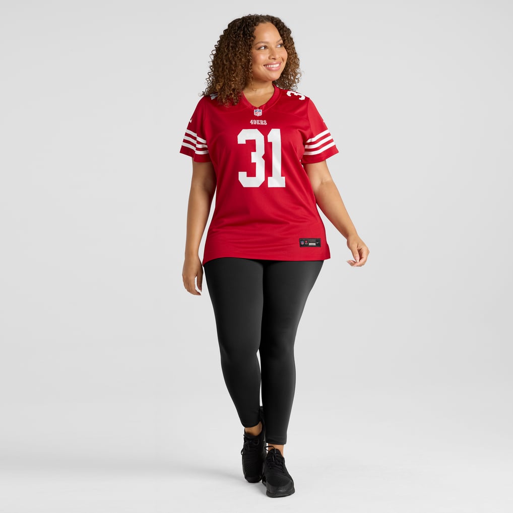 Women's San Francisco 49ers Isaac Guerendo Nike  Scarlet Team Game Jersey - Image 7