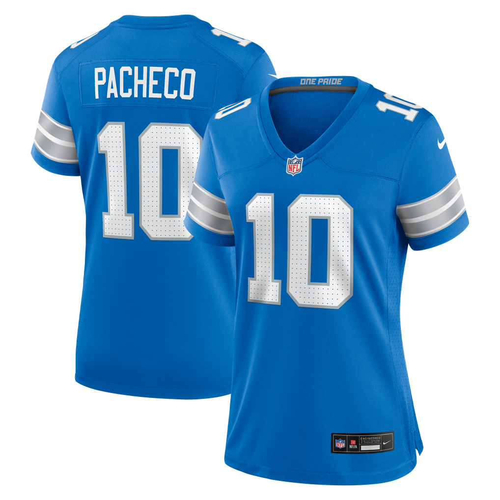 Women's Detroit Lions Isiah Pacheco Nike  Blue Team Game Jersey - Image 1