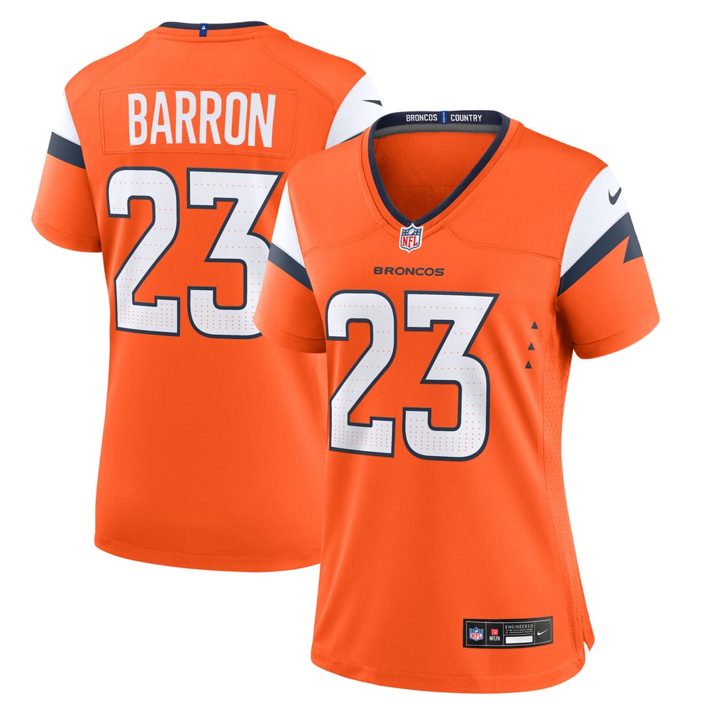 Women's Denver Broncos Jahdae Barron Nike  Orange Team Game Jersey - Image 1