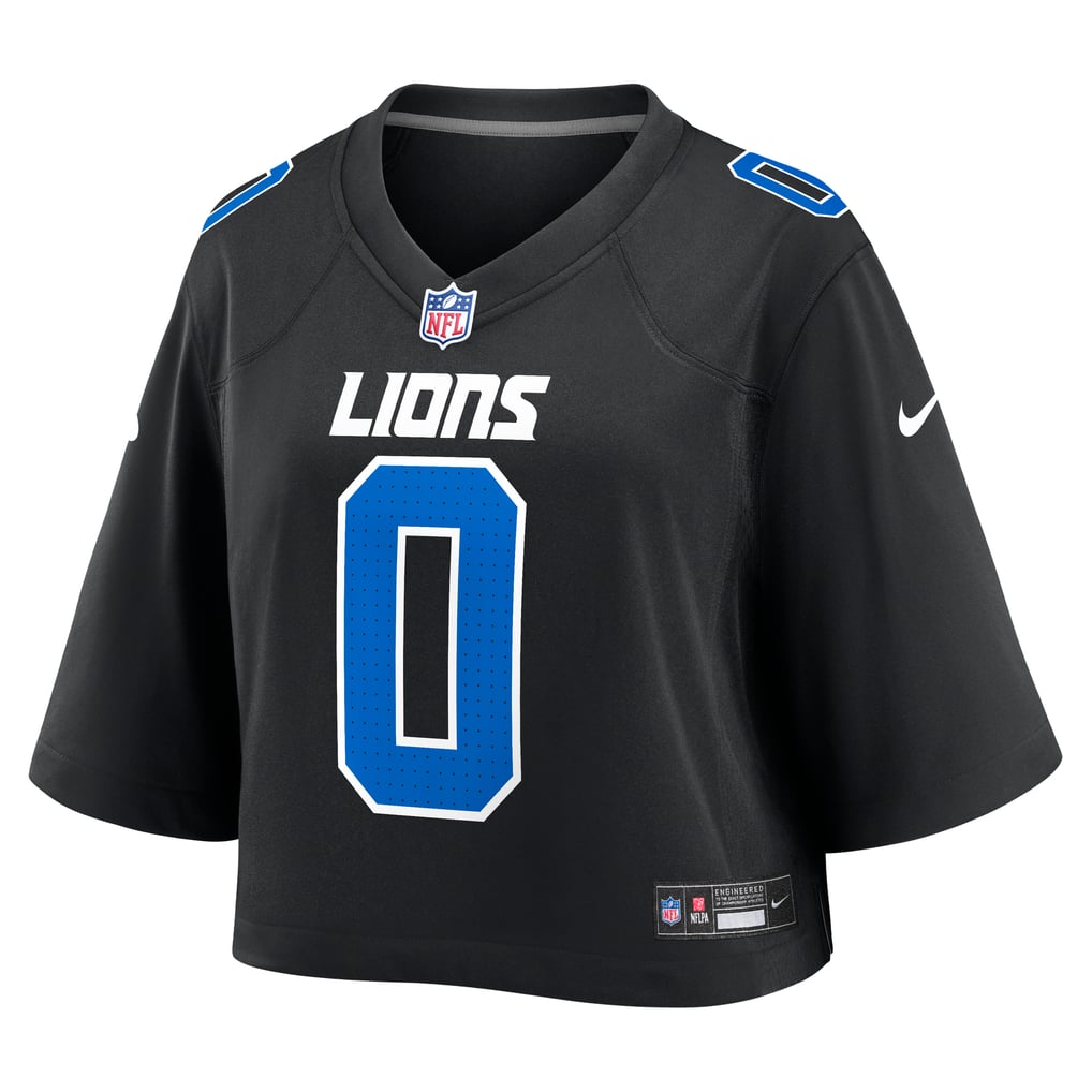 Women's Detroit Lions Jahmyr Gibbs Nike Black Cropped Fashion Game Jersey - Image 3