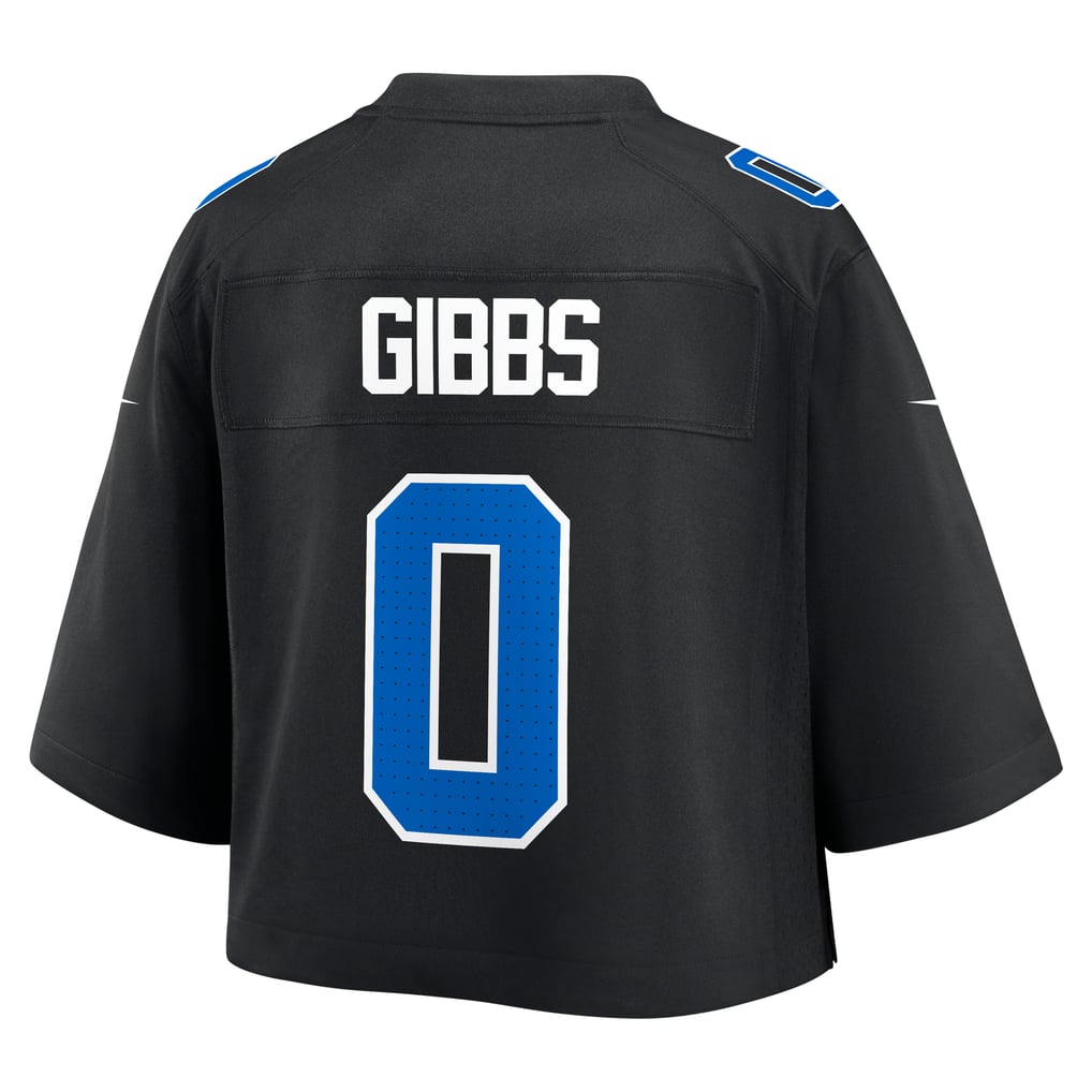 Women's Detroit Lions Jahmyr Gibbs Nike Black Cropped Fashion Game Jersey - Image 4