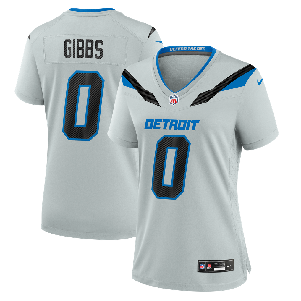 Women's Detroit Lions Jahmyr Gibbs Nike Silver 2026 Rivalries Collection Game Jersey - Image 2