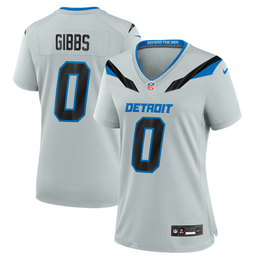 Women's Detroit Lions Jahmyr Gibbs Nike Silver 2026 Rivalries Collection Game Jersey - Image 1