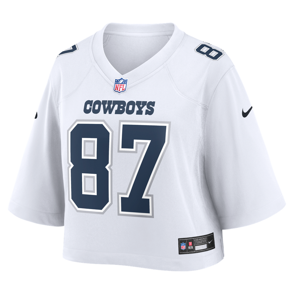 Women's Dallas Cowboys Jake Ferguson Nike White Cropped Fashion Game Jersey - Image 3