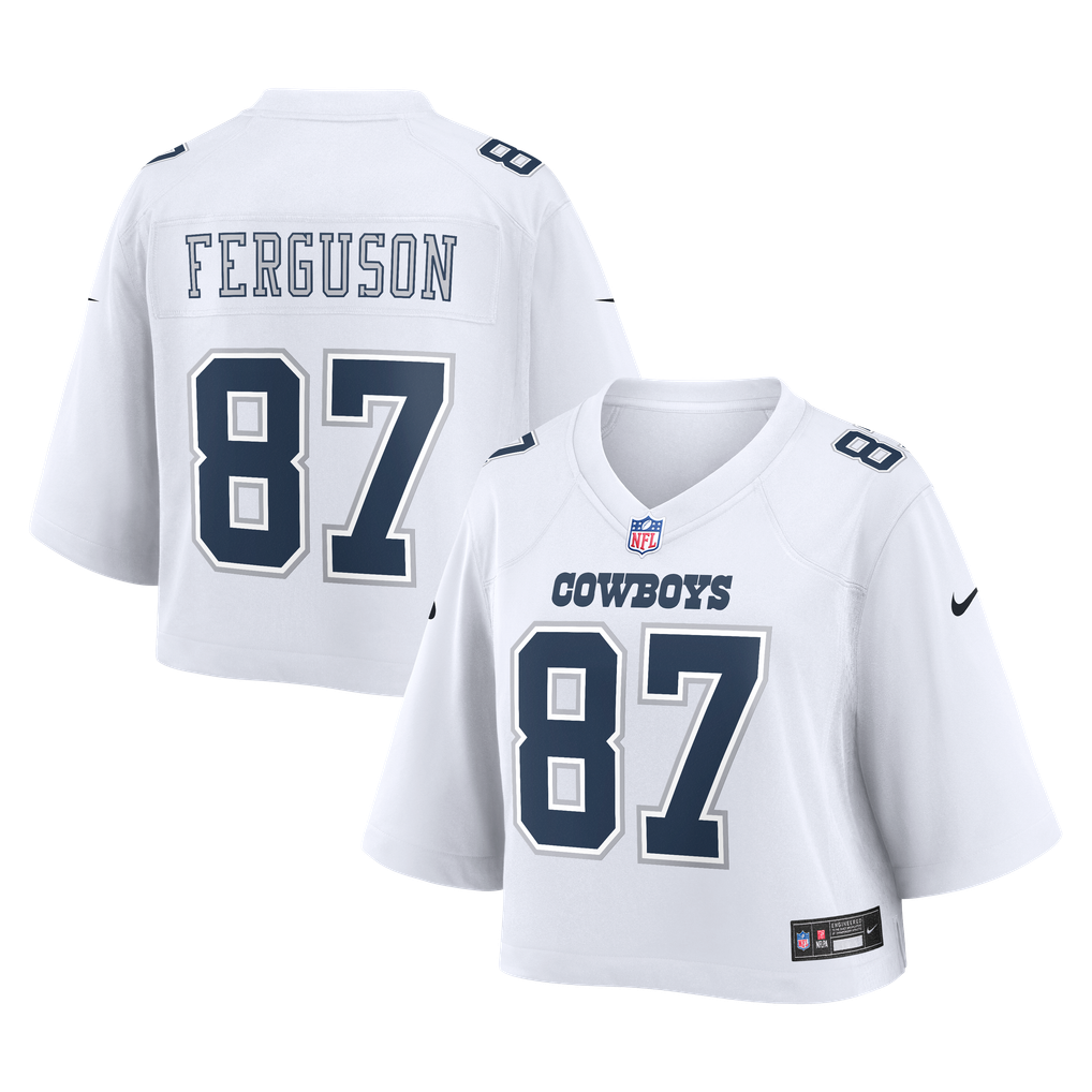 Women's Dallas Cowboys Jake Ferguson Nike White Cropped Fashion Game Jersey - Image 1