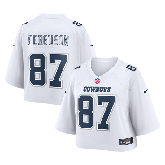 Women's Dallas Cowboys Jake Ferguson Nike White Cropped Fashion Game Jersey - Image 1