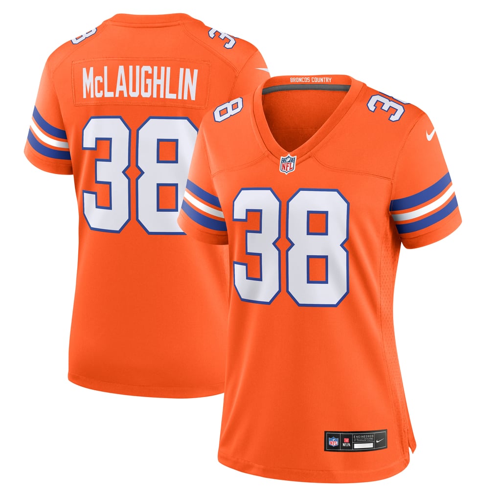 Women's Denver Broncos Jaleel McLaughlin Nike Orange Mile High Collection 1977 Throwback Player Game Jersey - Image 2