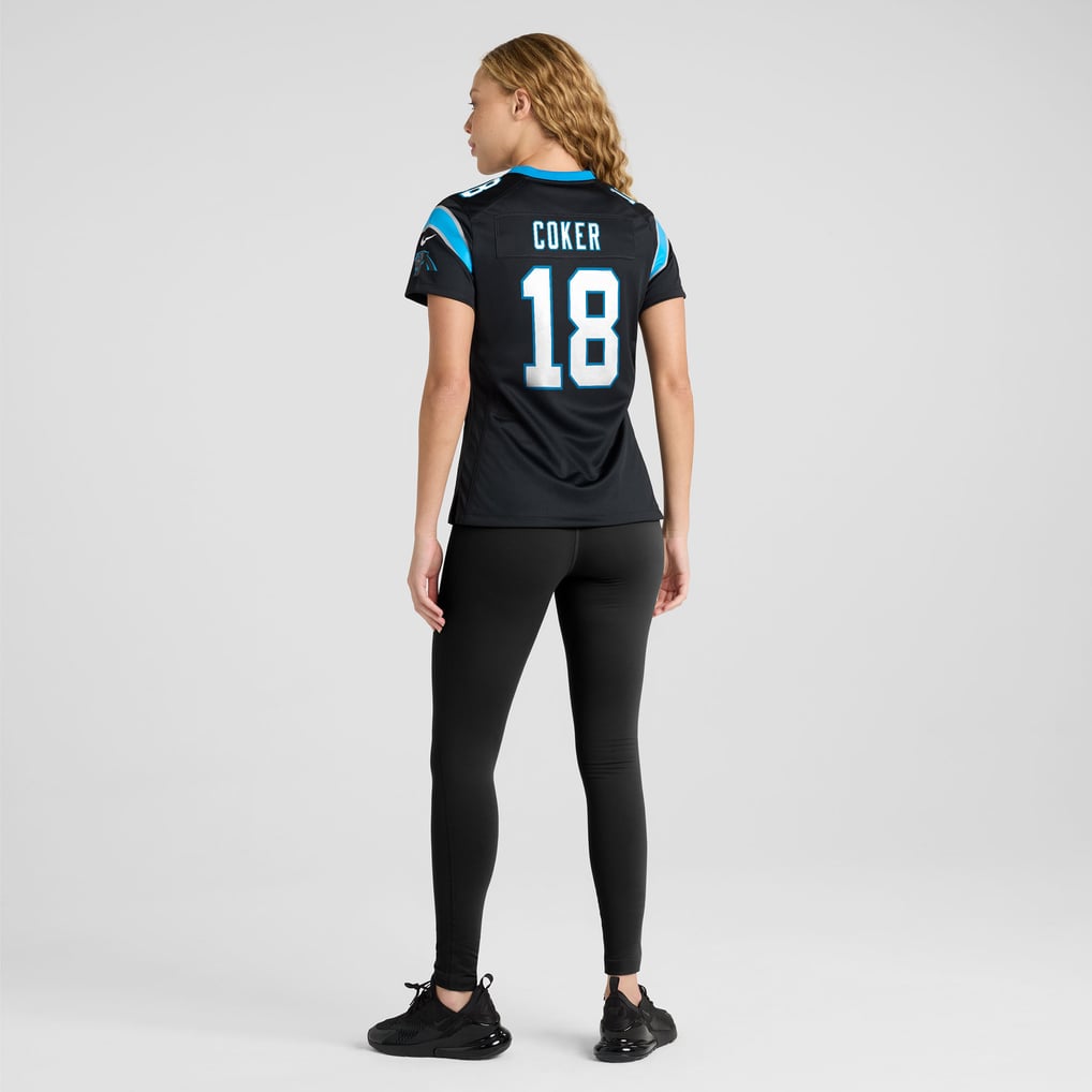 Women's Carolina Panthers Jalen Coker Nike Black Team Game Jersey - Image 6