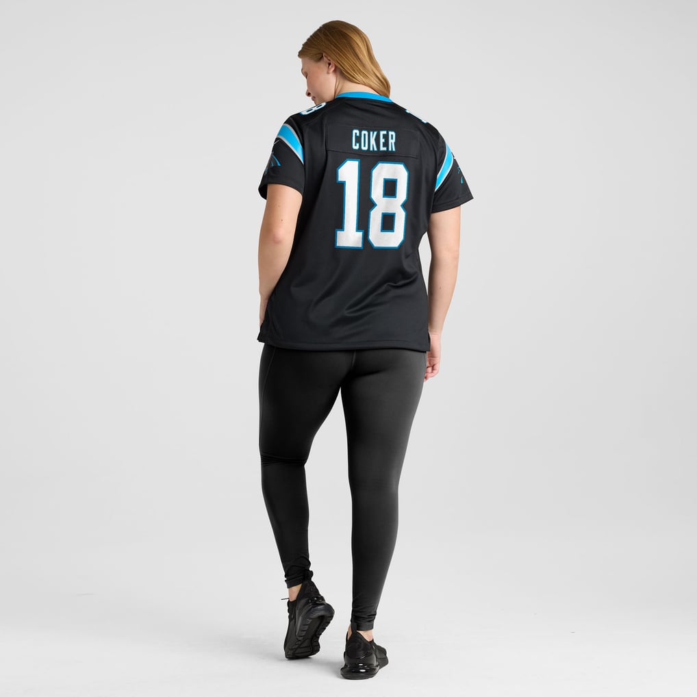 Women's Carolina Panthers Jalen Coker Nike Black Team Game Jersey - Image 8