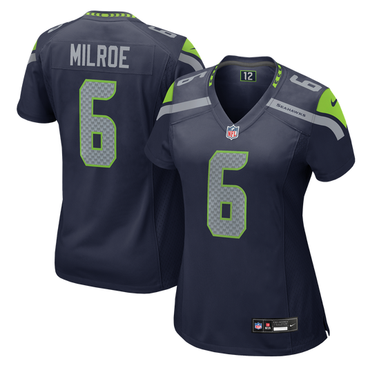 Women's Seattle Seahawks Jalen Milroe Nike College Navy Team Game Jersey - Image 1