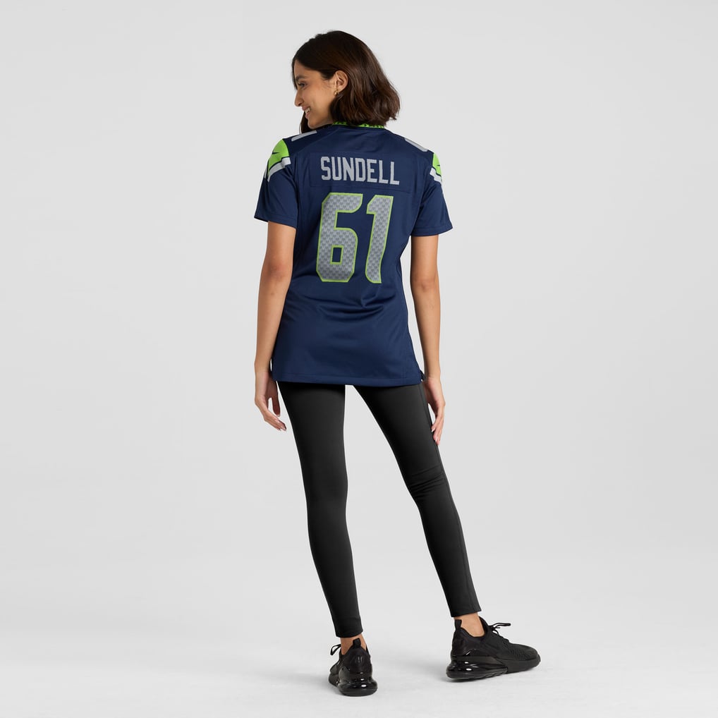 Women's Seattle Seahawks Jalen Sundell Nike  College Navy Team Game Jersey - Image 6