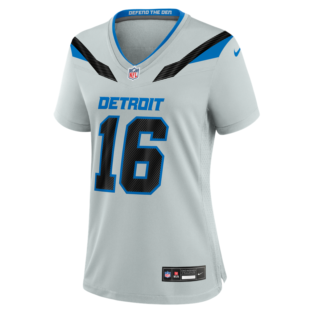 Women's Detroit Lions Jared Goff Nike Silver 2026 Rivalries Collection Game Jersey - Image 3