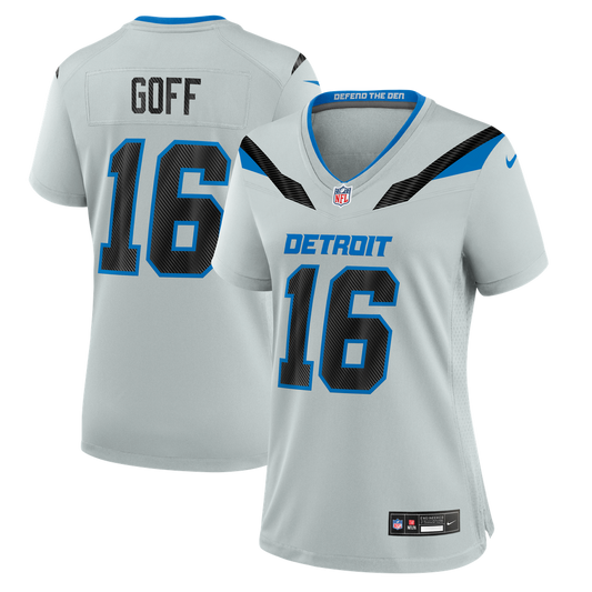 Women's Detroit Lions Jared Goff Nike Silver 2026 Rivalries Collection Game Jersey - Image 1